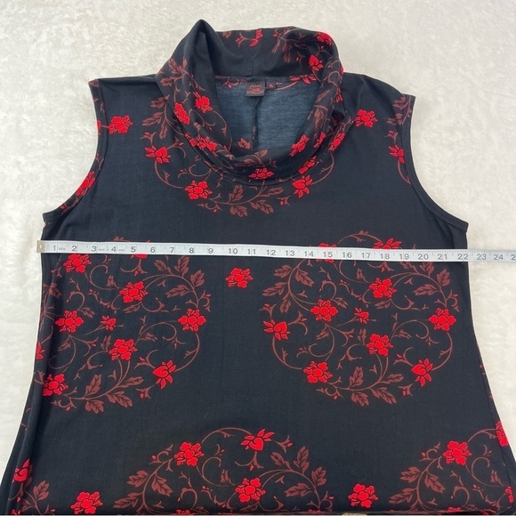 Aller Simplement Womans Midi Dress Sz XL Cowel Neck Sleeveless Black Red Cotton - Picture 11 of 11